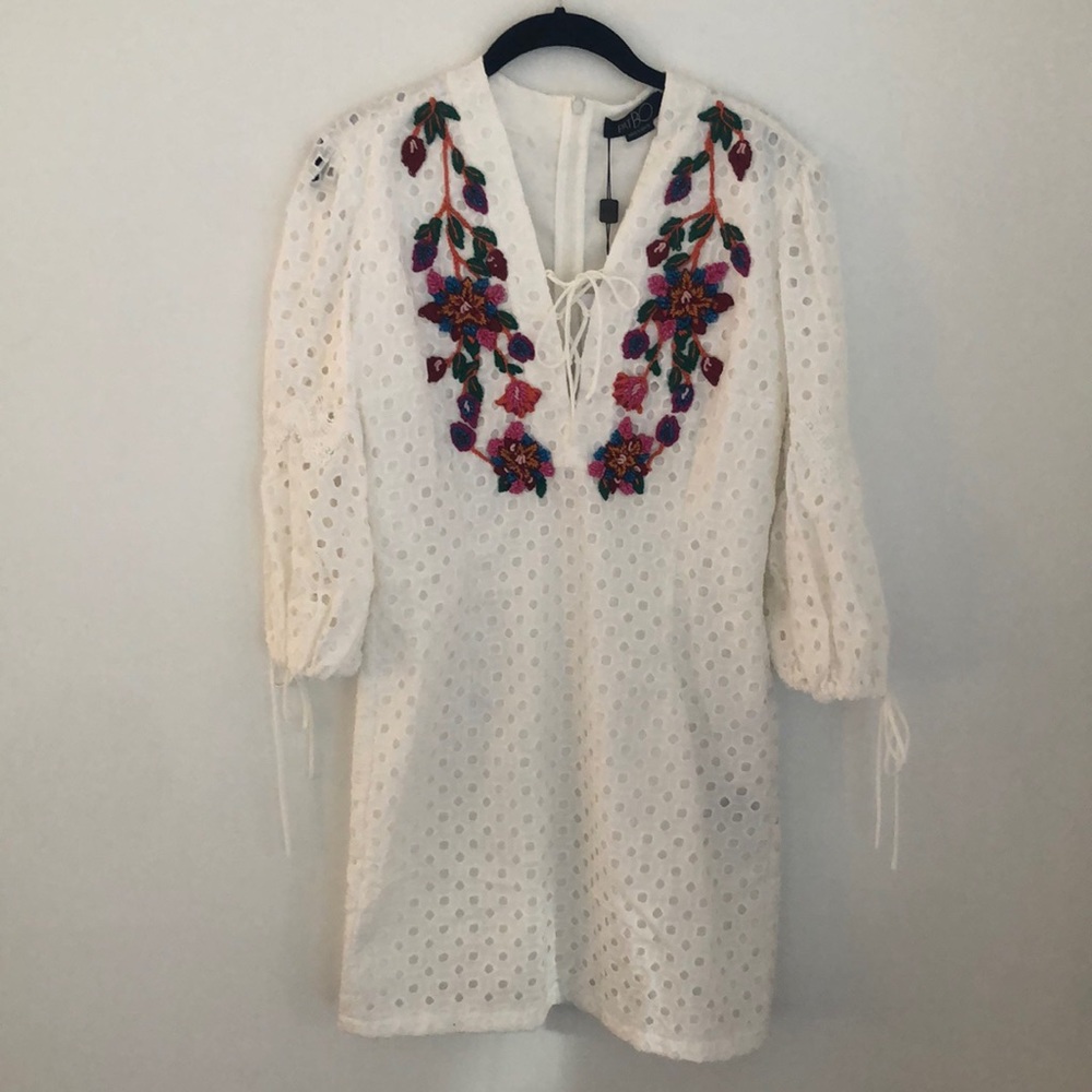 NWT! PatBo hand embroidered eyelet mini dress